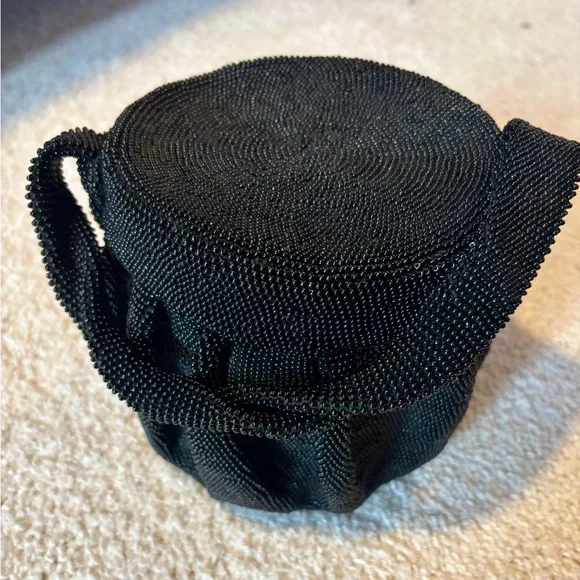 Vintage Black Beaded Handbag with twisted handle - Picture 2 of 6